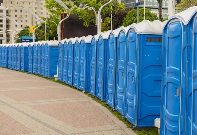 Seasonal porta potty units set up at a Bangor, Maine venue